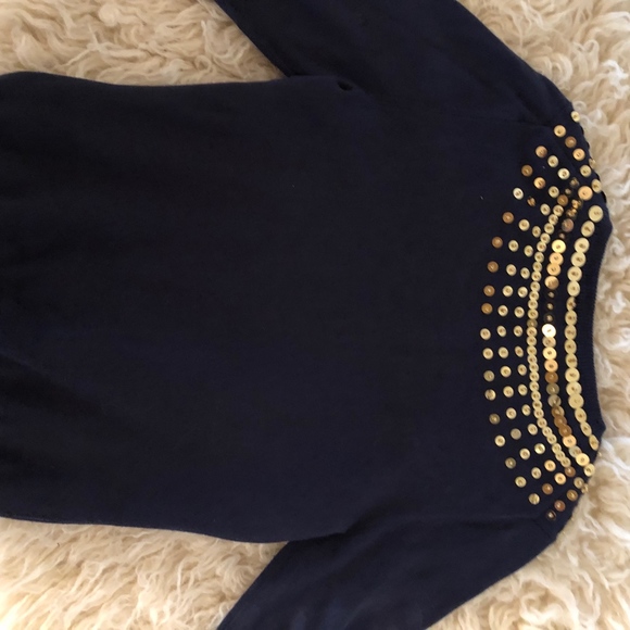 MICHAEL KORS navy sequin zip sweater - Picture 7 of 8